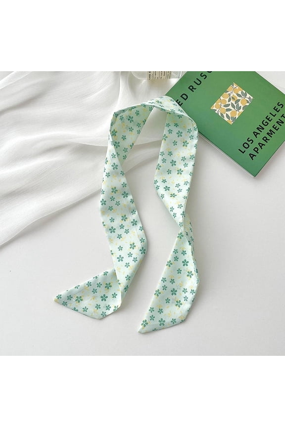 Elegant Personalized Scarf, Green Series Long Stripe Scarf, Thin Narrow Strap, Neck Tie, Hair Tie Bag Decoration, Hand Gift Ribbon -1 piece (E)