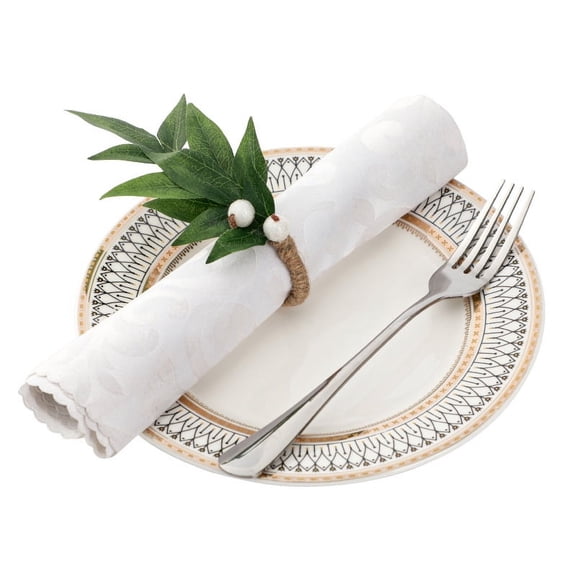 Namzi-b Forest Napkin Buckle Outdoor Hotel Candlelight Dinner Mouth Cloth Loop Linen Rope Leaf Napkin Loop -6 pieces (Style C)