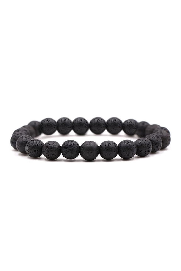 Handmade Beaded Bracelet, Suitable for Both Men and Women, 8MM Natural Crystal Stone Beaded Bracelet (Black Volcano Stone)