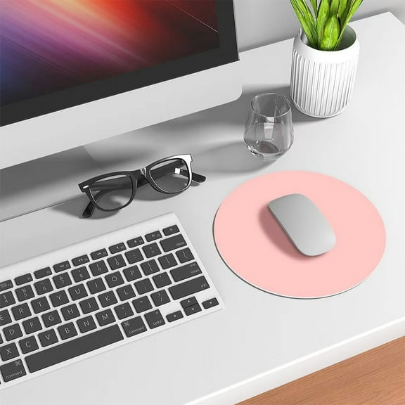 Namzi-b Round Leather Mouse Pad - Desk Mat - Computer Mouse Pad - Hard Mouse Pad Surface For Control & Accuracy - Mouse Pad - Desk Pad For Regular & Home Office -Pink