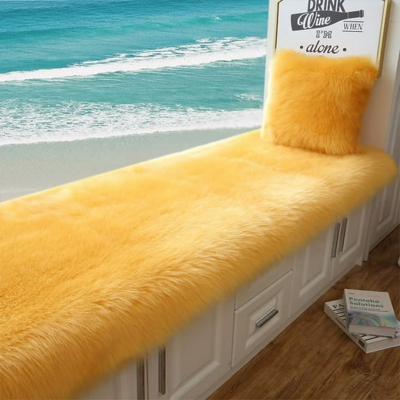 Namzi-b Solid Color Plush Table Runner,Faux Sheepskin Decorative Shaggy Dresser Scarf,Not-Slip Desk Pad,Luxury False Fur Dresser Tablecloth-Golden camel color 90x180cm(35.43x70.87inch)