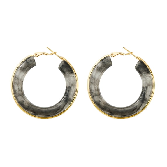 Namzi-b Stainless Steel Summer Green Color Circle Resin Hoop Earrings for Women Statement Ear Studs Bohemian