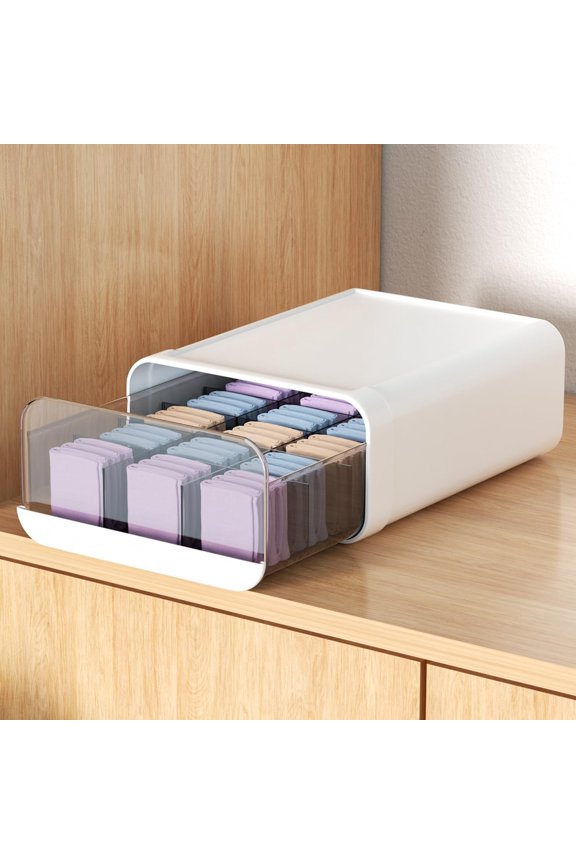 Underwear Organizer Drawer, 15 Cells Plastic Sock Underwear Storage Drawer, Stackable Closet Organizers and Storage Box for Bras, Socks, Scarves, Ties, Belt 8.2*12.2*4.7inchWhite