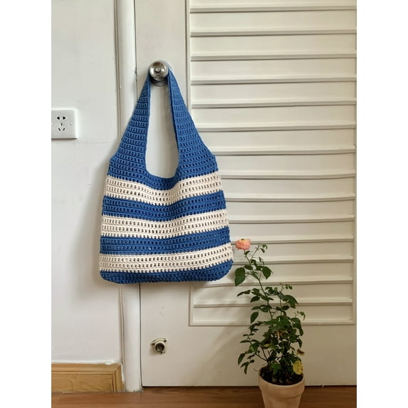 Namzi-b Women's Woven Shoulder Bag Woven Tote Bag and Cosmetic Bag,Summer Beach Weaving Chic Woven Tote Handbags Shoulder Bags 13.38*0.78*13.38inch ,Blue