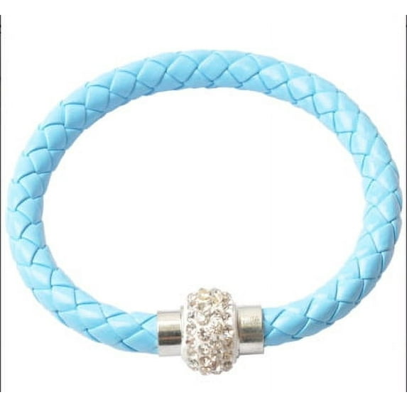 Namzi-b handmade beaded bracelet, suitable for both men and women, PU leather rope woven bracelet, couple bracelet (blue)