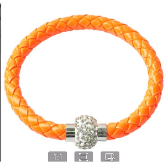 Namzi-b handmade beaded bracelet, suitable for both men and women, PU leather rope woven bracelet, couple bracelet (orange)