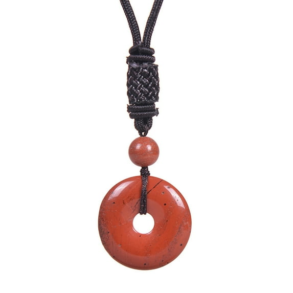 Namzi-b handmade necklace pendant suitable for both men and women, vintage natural stone necklace safety buckle pendant healing necklace (red)