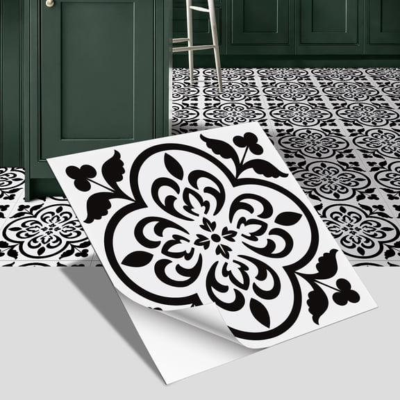 Namzi-b imitation ceramic tile flooring, bathroom and bedroom floor decoration, thickened frosted wall sticker, waterproof self-adhesive wallpaper (white, 24 pieces)