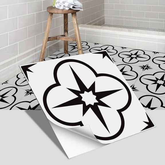 Namzi-b imitation ceramic tile flooring, bathroom and bedroom floor decoration, thickened frosted wall sticker, waterproof self-adhesive wallpaper (white, 24 pieces)