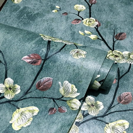 Namzi-b retro dark green PVC wallpaper bedroom printed wall sticker self-adhesive wallpaper home decoration (45cm * 5m)