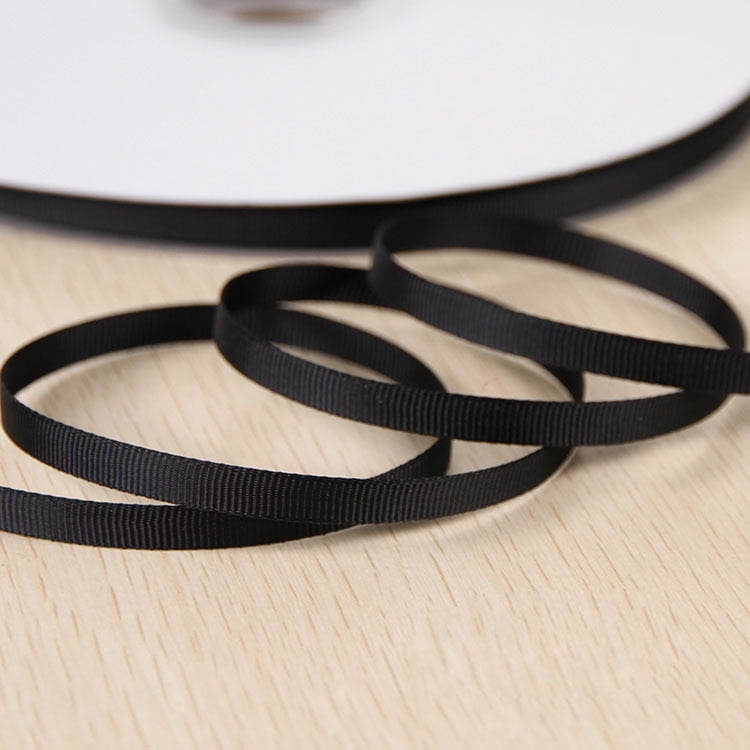 Namzi black Thin Ribbon for Crafts, 3 Rolls Ribbed Band 6mm*91m (0.24*3582.68in) Polyester Craft Ribbon, Ideal for Gift Wrapping & DIY.