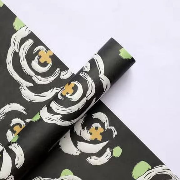 NAMZI gifts, flowers, gift box packaging paper, three-dimensional printed embossed flower packaging paper (black)