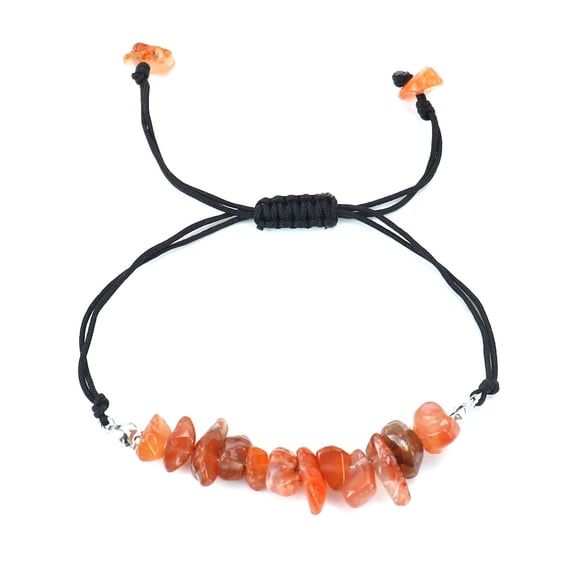 Namzi handmade beaded bracelet, suitable for both men and women, hand woven natural gravel crystal bracelet with adjustable rope (light red)