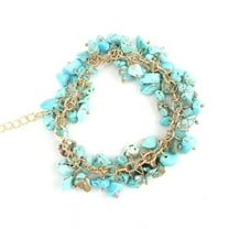 Namzi handmade beaded bracelet, suitable for both men and women, irregular natural stone crystal tassel crushed stone water droplet bracelet bracelet (light blue)