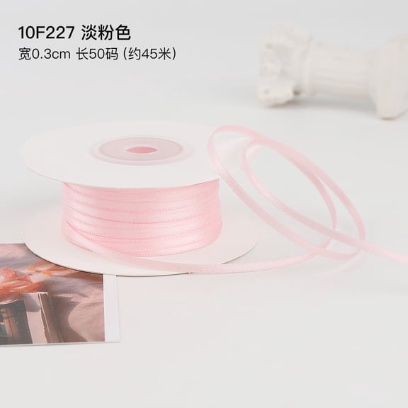 Namzi light pink Ribbon for Gift - 2-Roll Pack of Ribbon, Sturdy Smooth Polyester Ribbon (0.3cm*45m), Ideal for Gift Wrapping & Crafting,