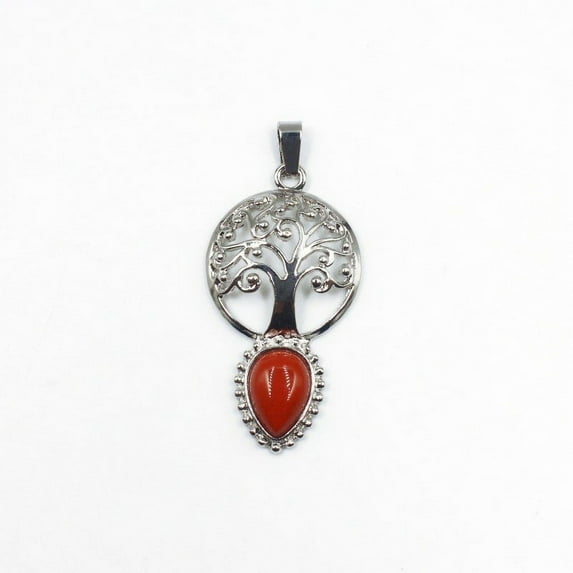 Namzi necklace pendant, handcrafted for men and women's necklaces, life tree droplet shaped pendant (light red)