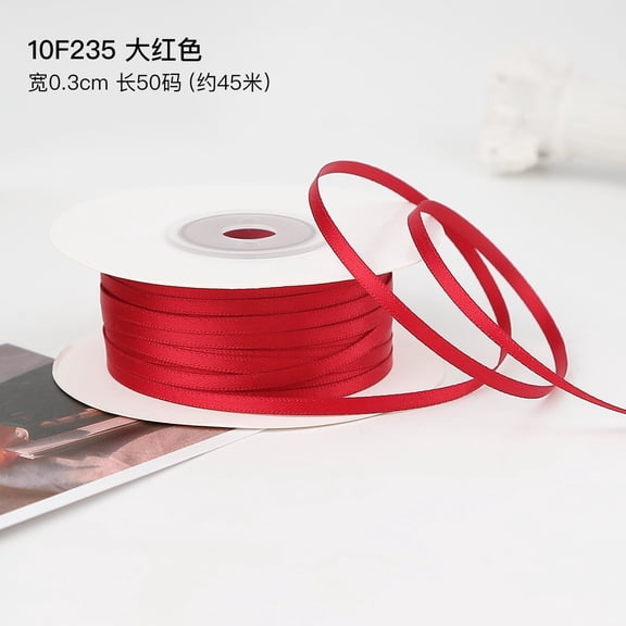 Namzi red Ribbon for Gift - 2-Roll Pack of Ribbon, Sturdy Smooth Polyester Ribbon (0.3cm*45m), Ideal for Gift Wrapping & Crafting,