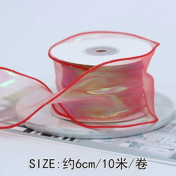 Namzi red Ribbon for Gift – 2 Rolls Wide Present Ribbon, Each 6CM*10M/2.36*393.7in Polyester Ribbon Designed for Gift Wrapping & Crafts