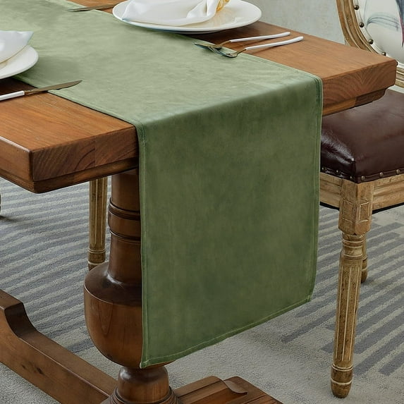 Namzi solid color table flag simple tea table long tea tablecloth holiday decoration bed flag dining table towel (green, 300*35cm)