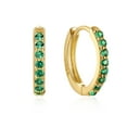 thumbnail image 1 of Namzi suitable for both men and women, round multi-color set with zircon earrings, trendy earrings, gold circular earrings (green), 1 of 1