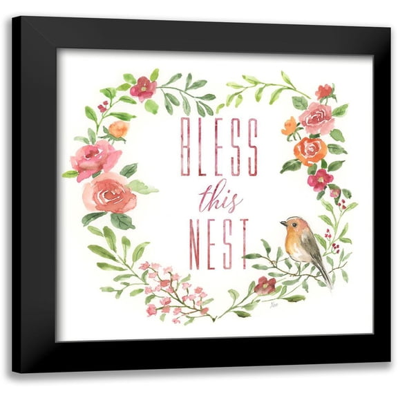 Nan 12x12 Black Modern Framed Museum Art Print Titled - Bless This Nest