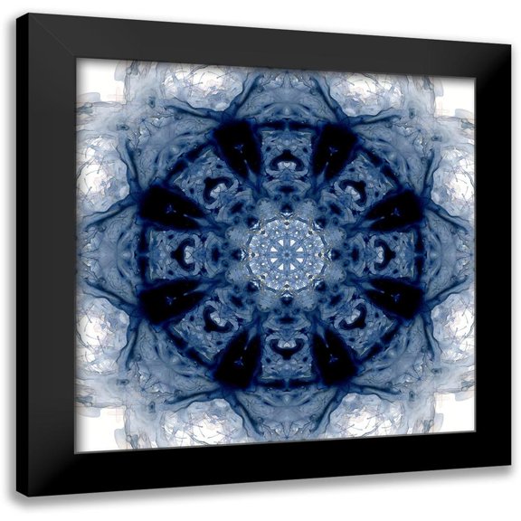 Nan 12x12 Black Modern Framed Museum Art Print Titled - Indigo Kaleidoscope II