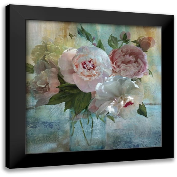 Nan 12x12 Black Modern Framed Museum Art Print Titled - Peony Bouquet I