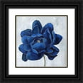thumbnail image 1 of Nan 12x12 Black Ornate Wood Framed with Double Matting Museum Art Print Titled - Indigo Peony, 1 of 4