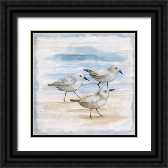 Nan 12x12 Black Ornate Wood Framed with Double Matting Museum Art Print Titled - Shore Birds I