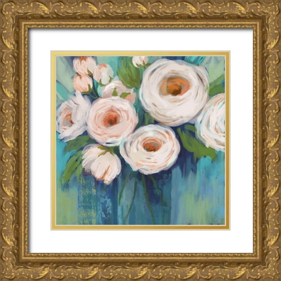 Nan 12x12 Gold Ornate Wood Framed with Double Matting Museum Art Print Titled - Flower Power