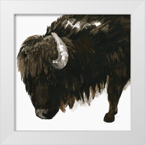 Nan 12x12 White Modern Wood Framed Museum Art Print Titled - Bison Bull