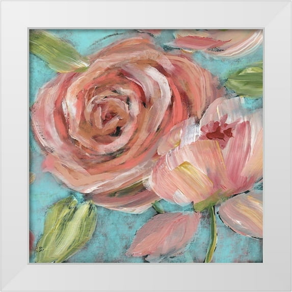 Nan 12x12 White Modern Wood Framed Museum Art Print Titled - Blushing Coral Beauties