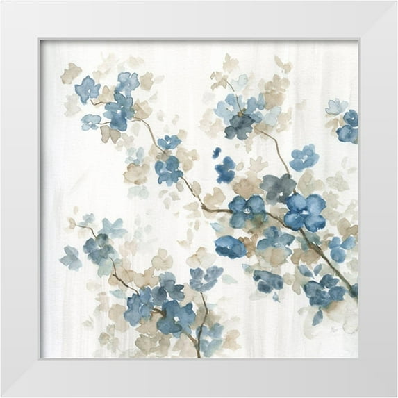 Nan 12x12 White Modern Wood Framed Museum Art Print Titled - Dogwood in Blue II