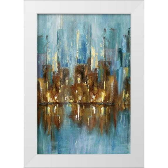 Nan 13x18 White Modern Wood Framed Museum Art Print Titled - City Night