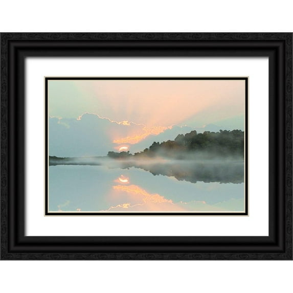 Nan 14x11 Black Ornate Wood Framed with Double Matting Museum Art Print Titled - Sunset Cove