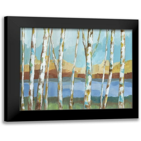 Nan 14x12 Black Modern Framed Museum Art Print Titled - Birch Strand