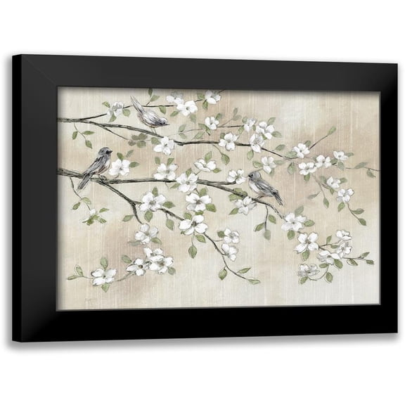 Nan 14x12 Black Modern Framed Museum Art Print Titled - Early Birds and Blossoms