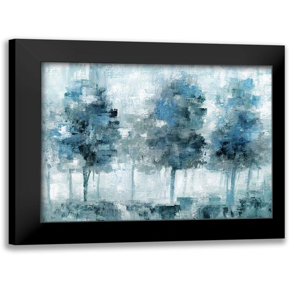 Nan 14x12 Black Modern Framed Museum Art Print Titled - Shady Blue Forest