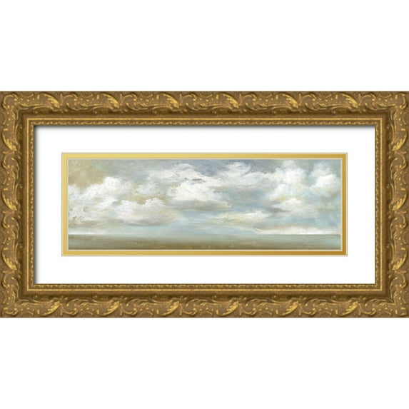 Nan 14x7 Gold Ornate Wood Framed with Double Matting Museum Art Print Titled - Cloudscape Vista III