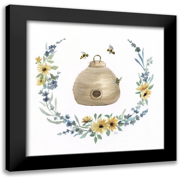 Nan 15x15 Black Modern Framed Museum Art Print Titled - Bumble Bee Hive