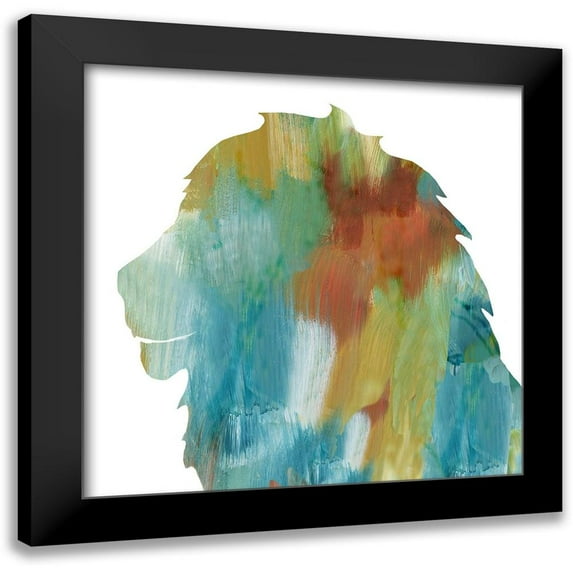 Nan 15x15 Black Modern Framed Museum Art Print Titled - Painterly Lion