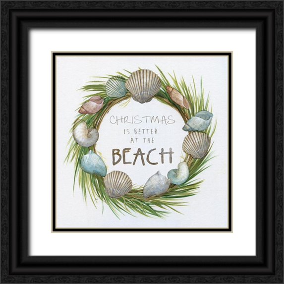 Nan 15x15 Black Ornate Wood Framed with Double Matting Museum Art Print Titled - Better at the Beach