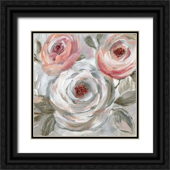 Nan 15x15 Black Ornate Wood Framed with Double Matting Museum Art Print Titled - Shades of Blush