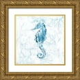 thumbnail image 1 of Nan 15x15 Gold Ornate Wood Framed with Double Matting Museum Art Print Titled - Blue Marble Seahorse, 1 of 4