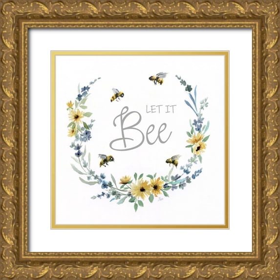 Nan 15x15 Gold Ornate Wood Framed with Double Matting Museum Art Print Titled - Let it Bee
