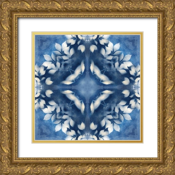 Nan 15x15 Gold Ornate Wood Framed with Double Matting Museum Art Print Titled - Navy Nature II
