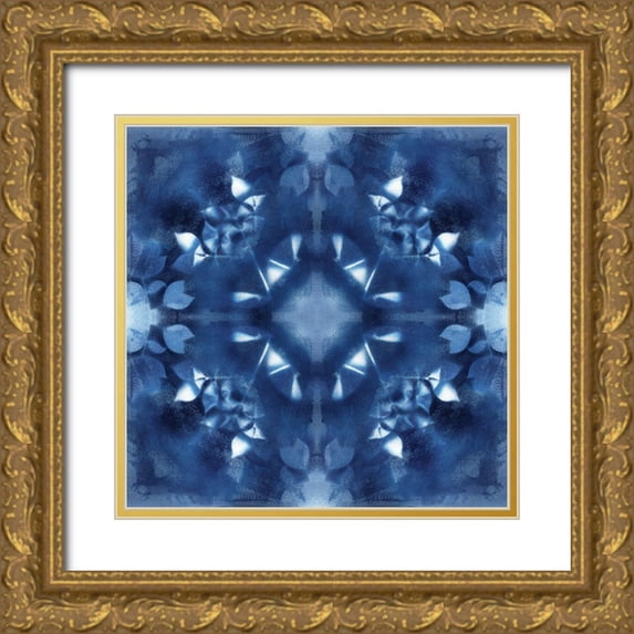 Nan 15x15 Gold Ornate Wood Framed with Double Matting Museum Art Print Titled - Navy Nature I