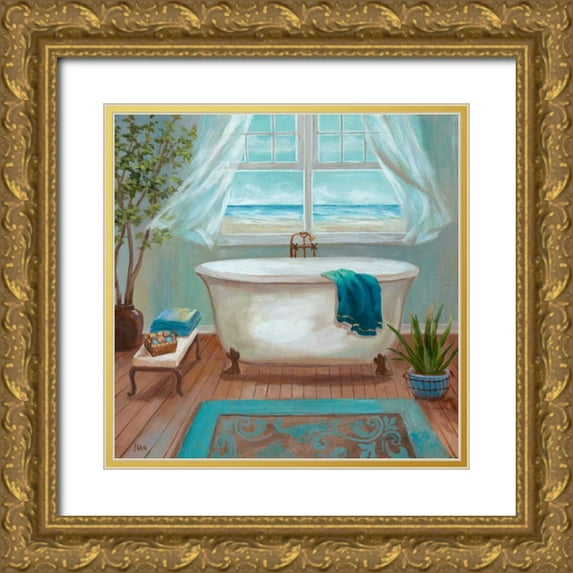 Nan 15x15 Gold Ornate Wood Framed with Double Matting Museum Art Print Titled - Soft Breeze I