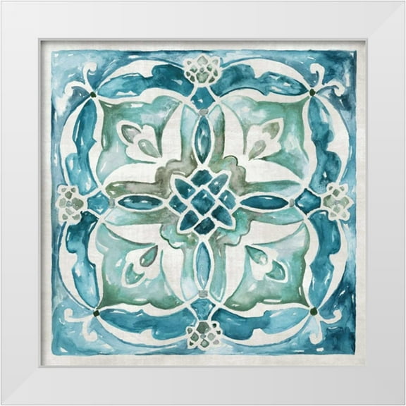 Nan 15x15 White Modern Wood Framed Museum Art Print Titled - Carribean Tile III