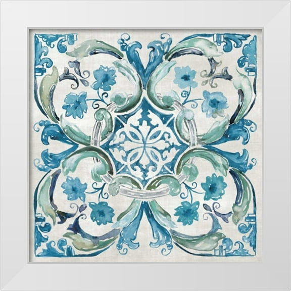 Nan 15x15 White Modern Wood Framed Museum Art Print Titled - Carribean Tile I